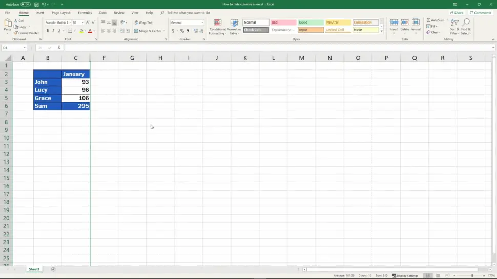 How to Hide Columns in Excel