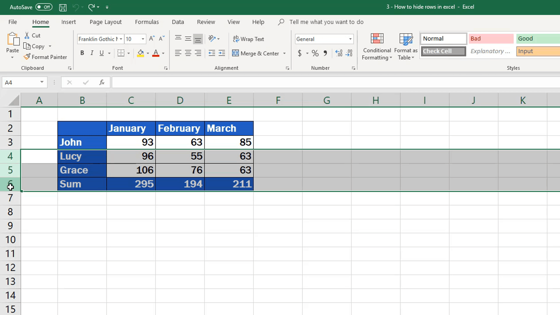 How To Hide Rows In Excel