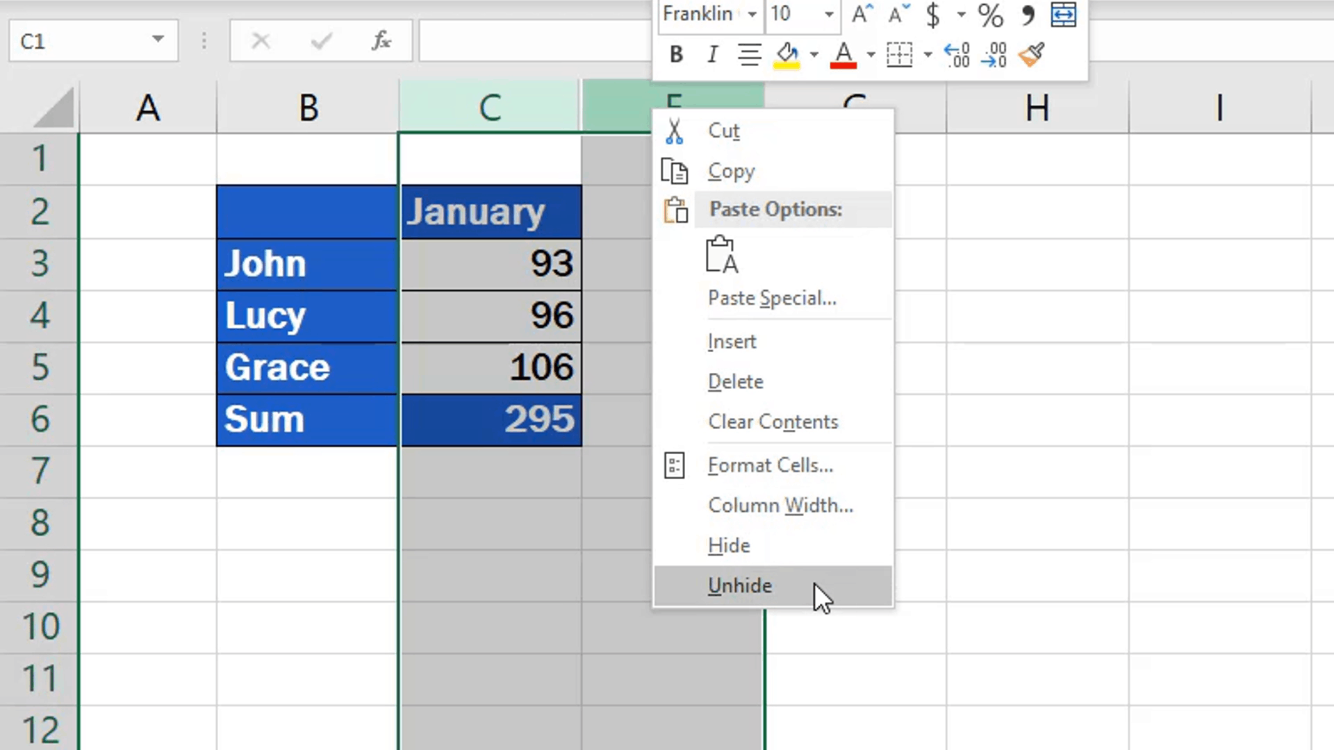 How To Unhide Columns In Excel 7716