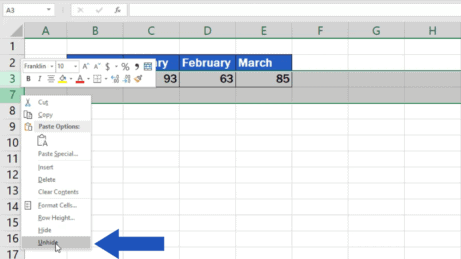 How to Unhide Rows in Excel