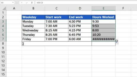 hours worked calculator excel template