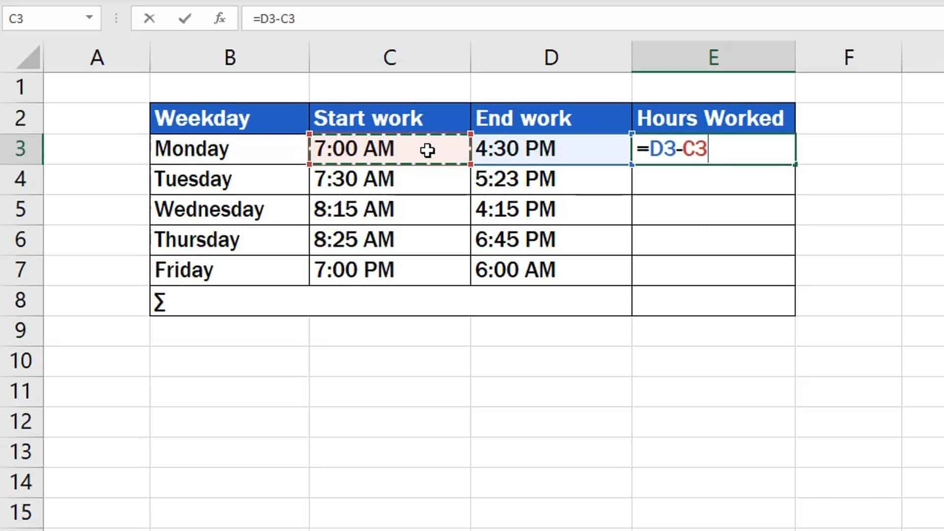 How To Calculate Total Hours Worked In A Year In Excel Printable Online