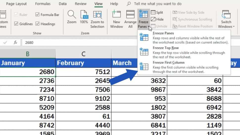how can i freeze first two rows in excel
