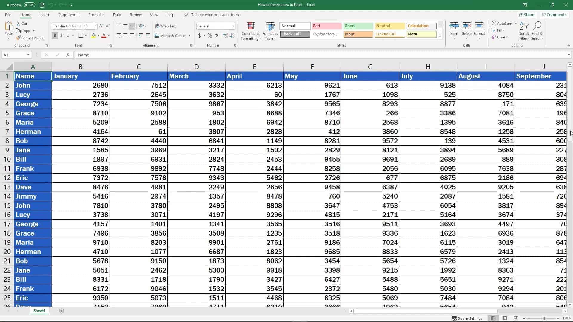 how to freeze first two rows in excel 2016