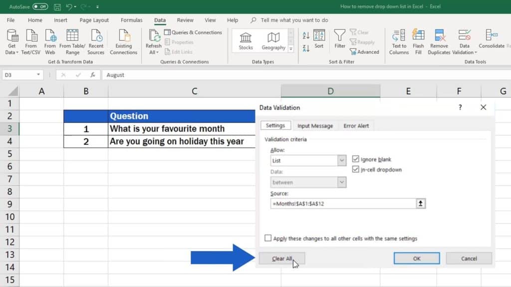 How To Remove Drop Down List In Excel