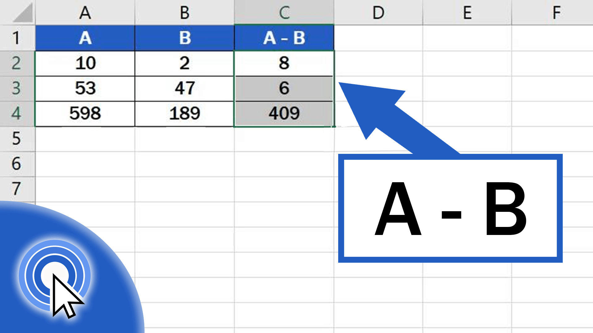 how to subtract in excel formula