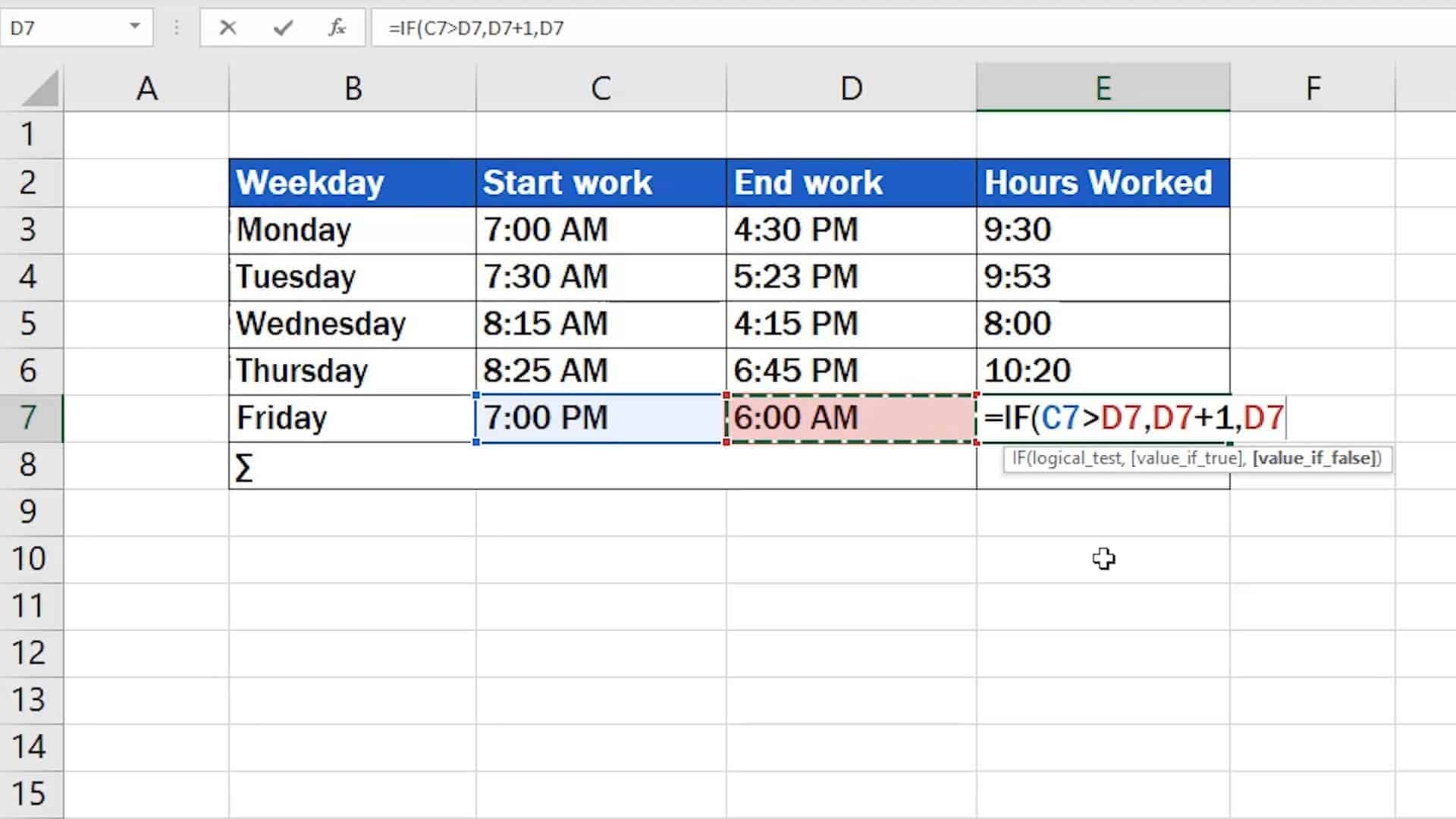 How to Calculate Hours Worked in Excel (Midnight Span)