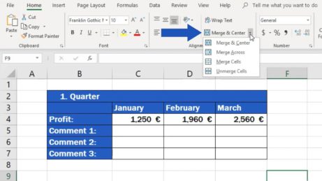 how do you use merge and center in excel