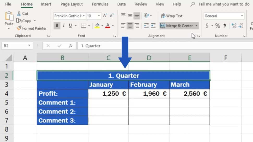 how do you merge cells in excel to create a title