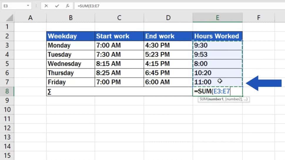 How To Sum Time In Excel