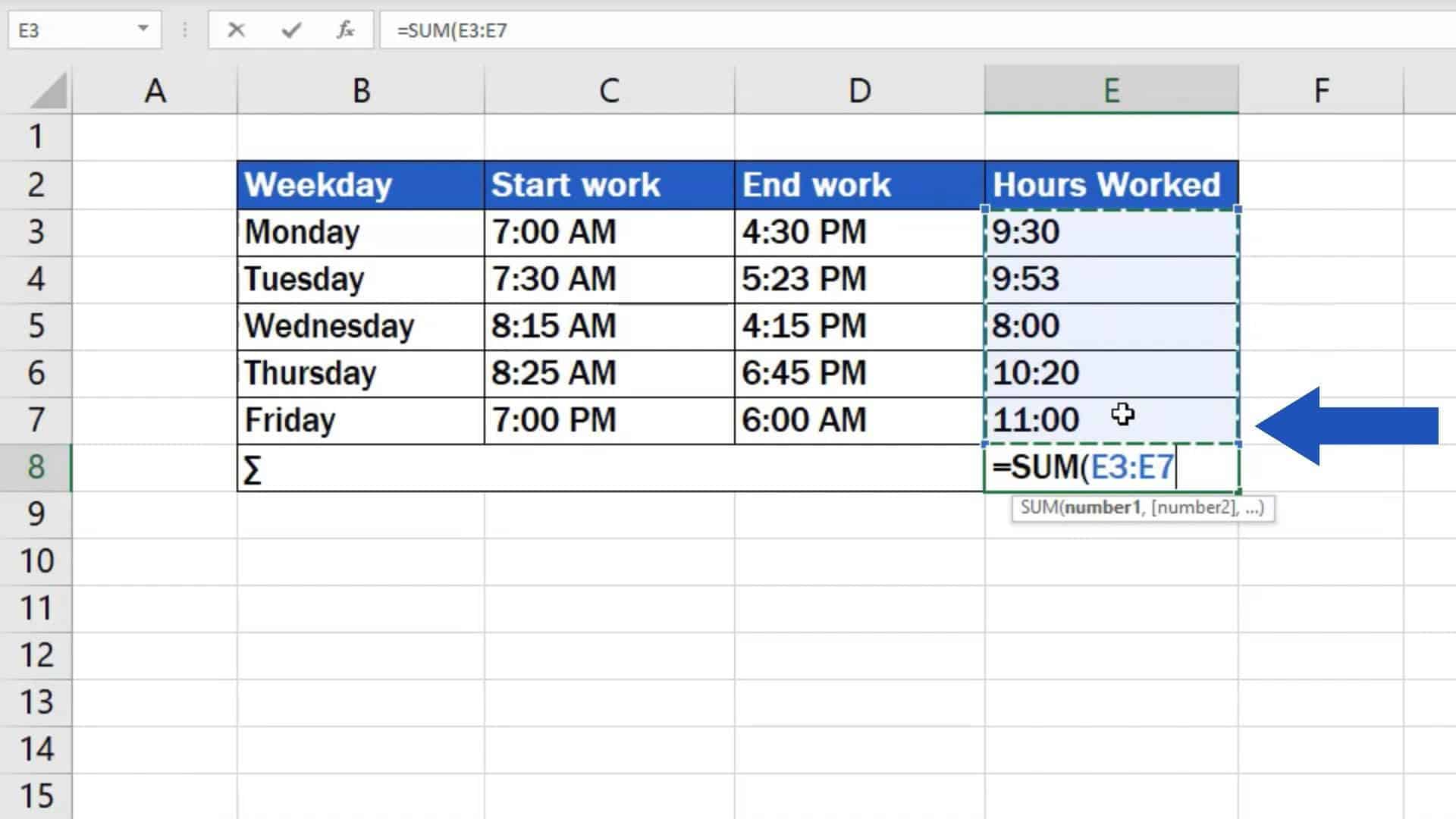 How To Sum Time In Excel Formula