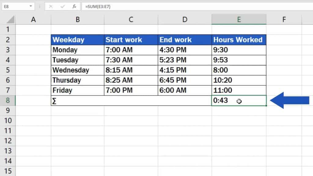 How To Sum Time In Excel