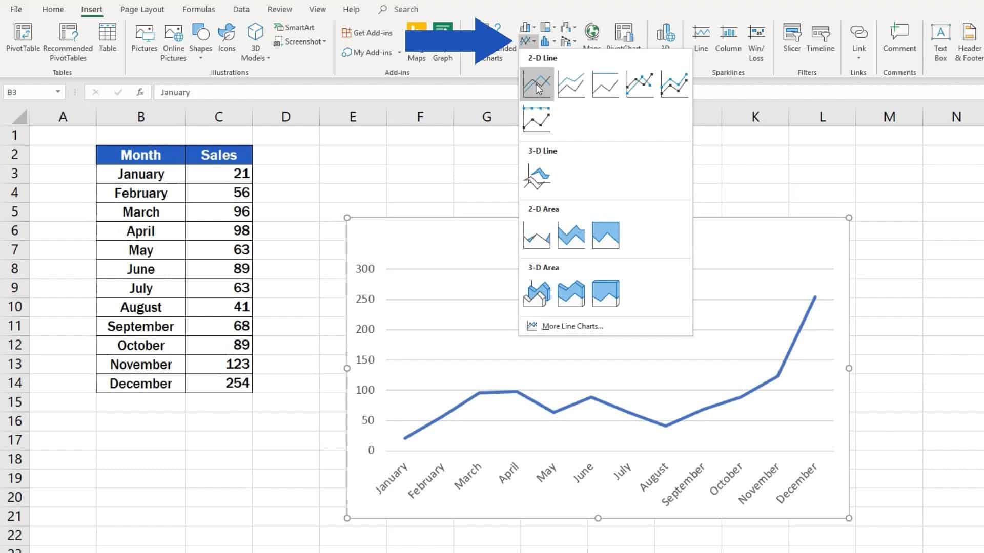 how to draw a line graph in excel 2013