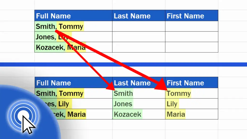 How To Separate Names In Excel