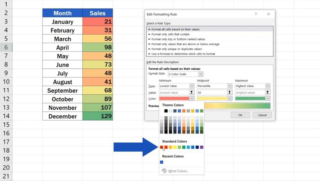 How To Use Color Scales In Excel Conditional Formatting 