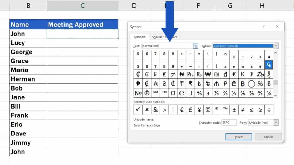 How To Insert A Symbol In Excel