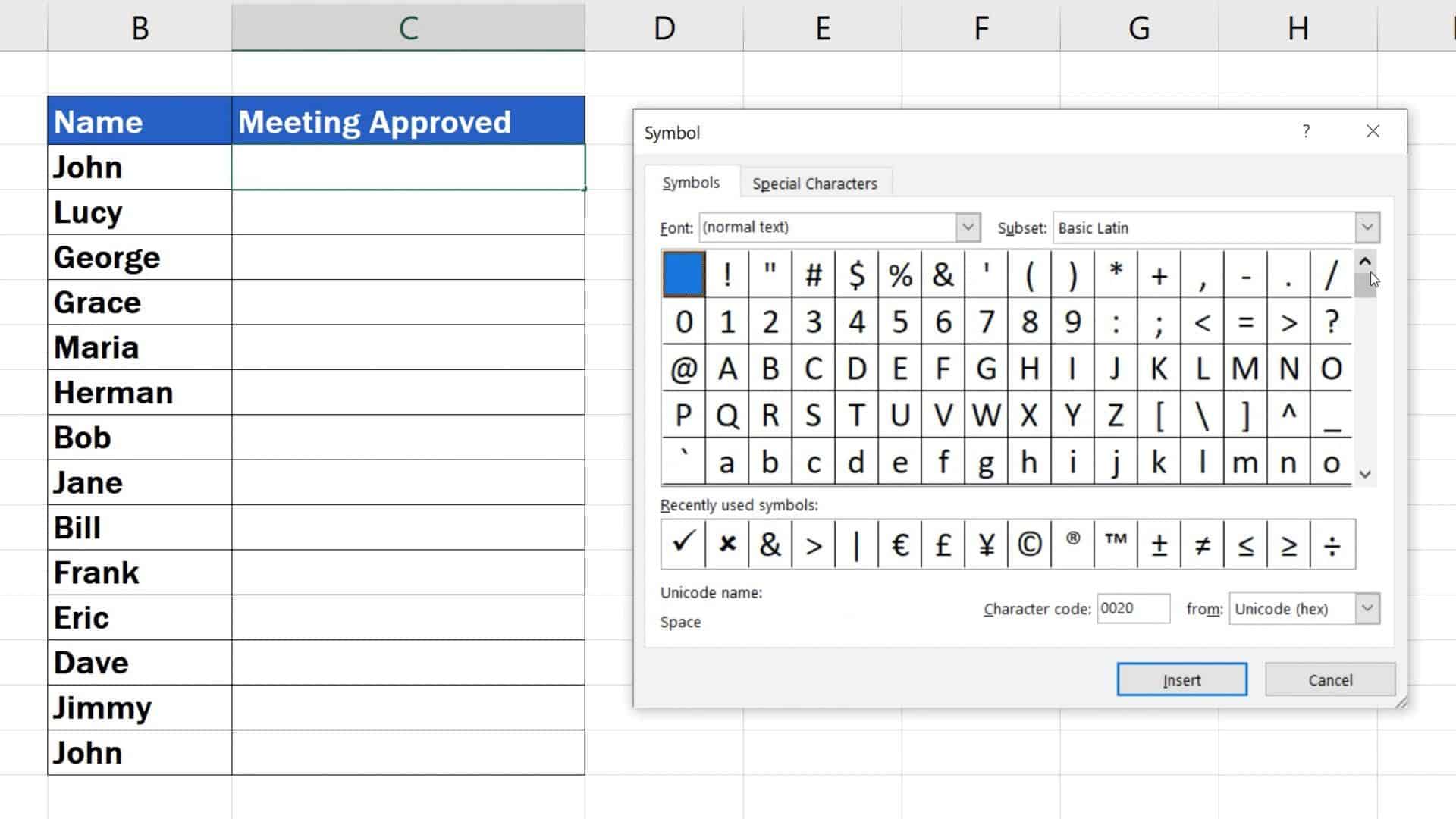 All Excel Symbols 4637