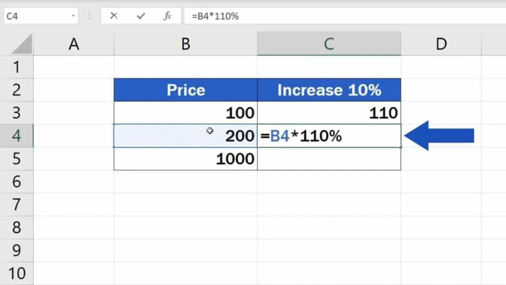 How to Calculate Percentage Increase in Excel - Second way