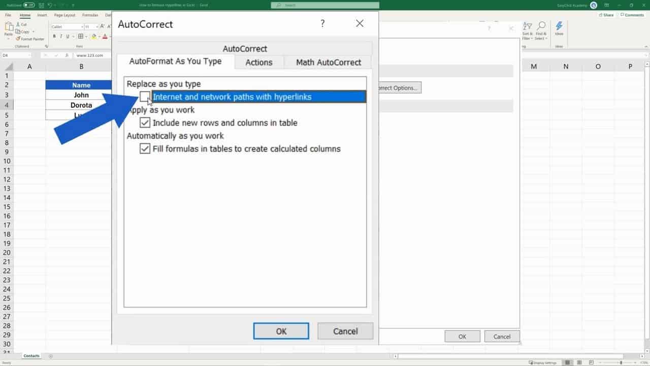 how to disable links in excel