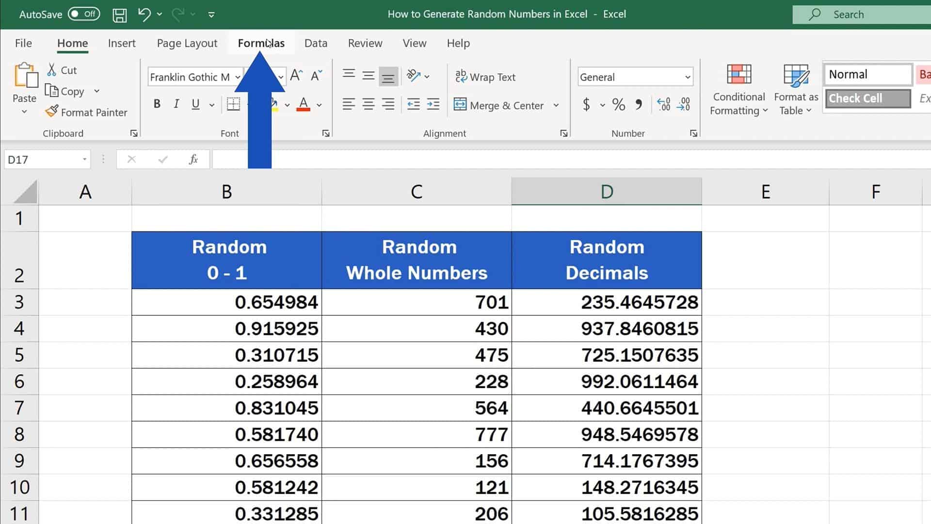 Excel random