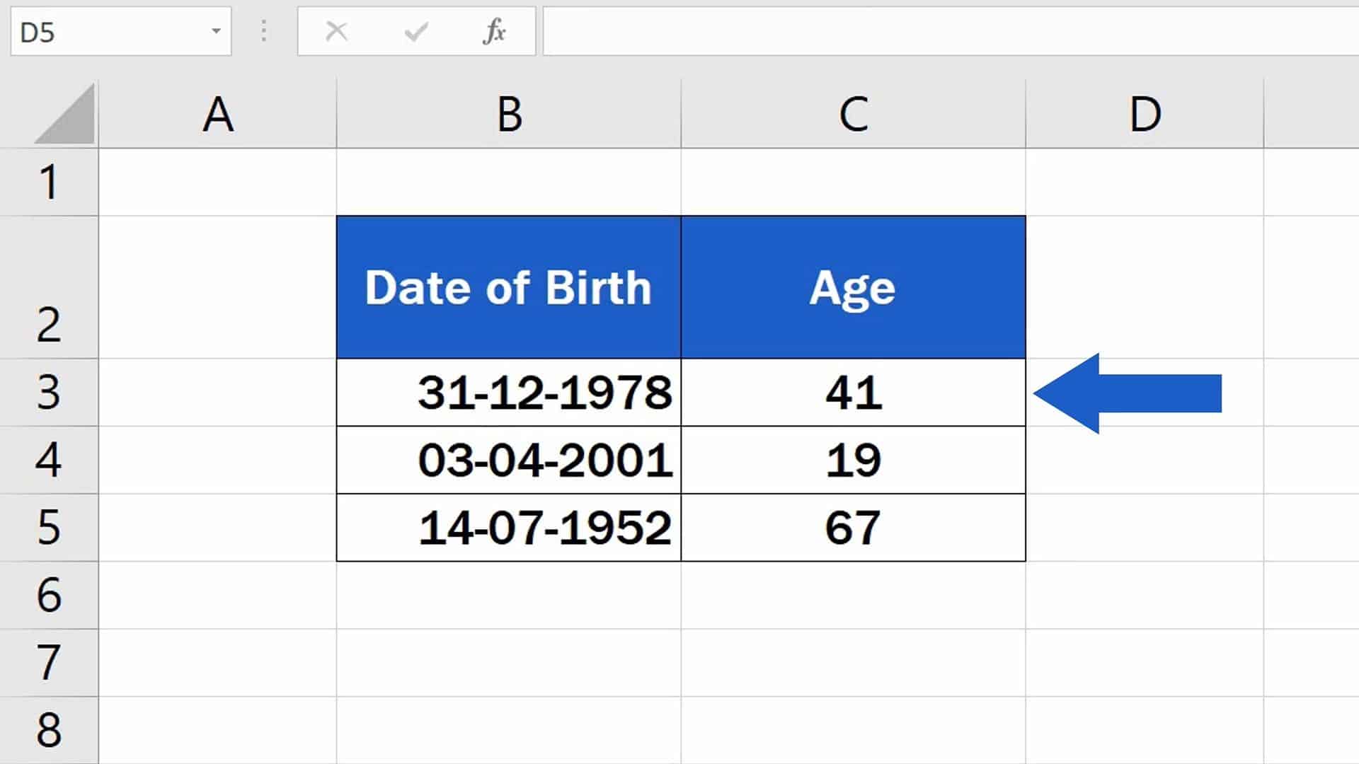 How to Calculate Age Using a Date of Birth in Excel