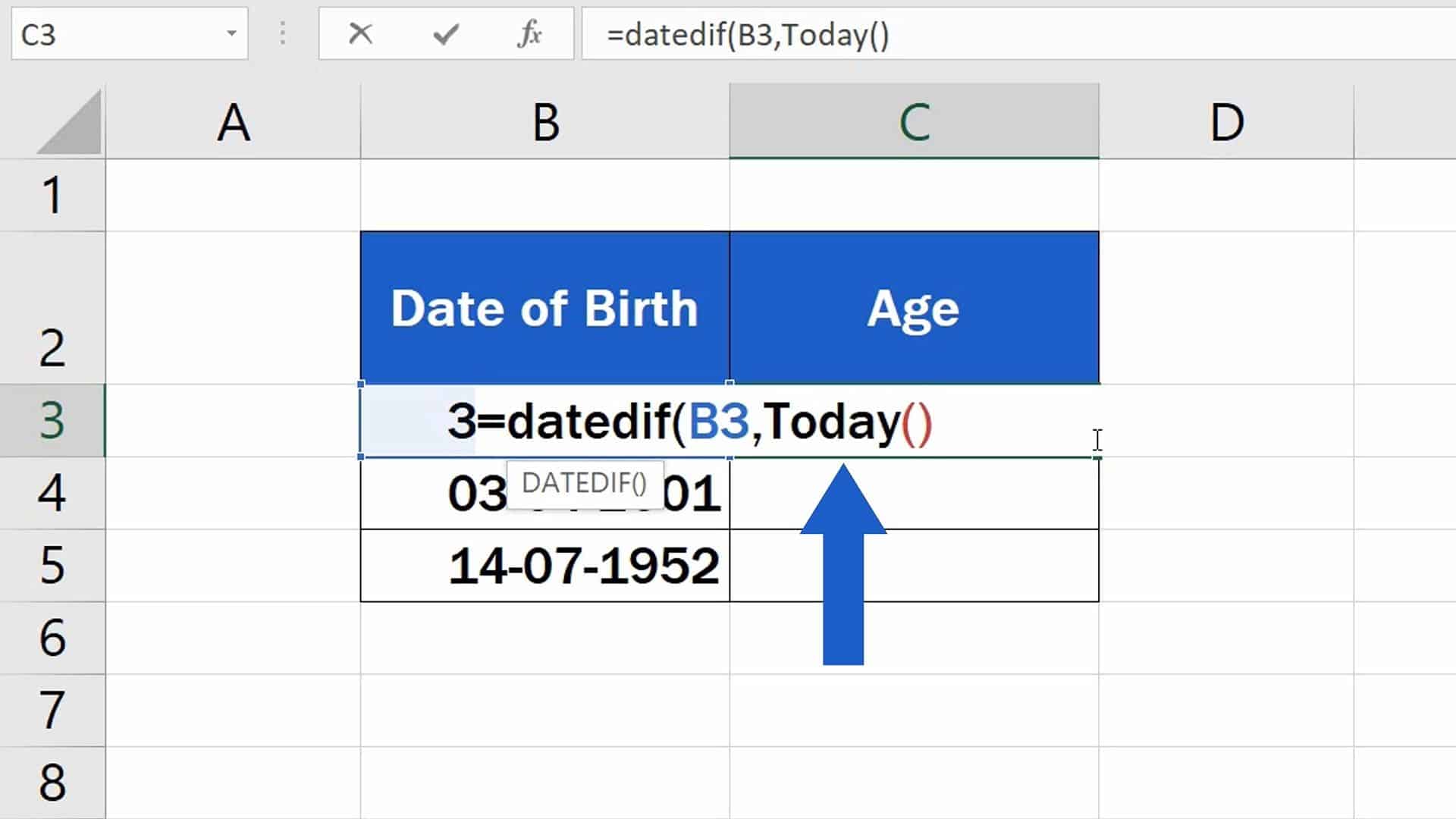 How To Calculate Age Using A Date Of Birth In Excel 3079