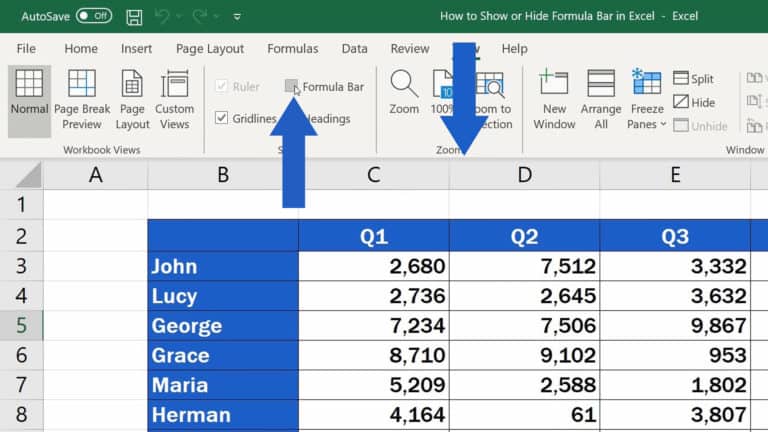 How to Show or Hide the Formula Bar in Excel