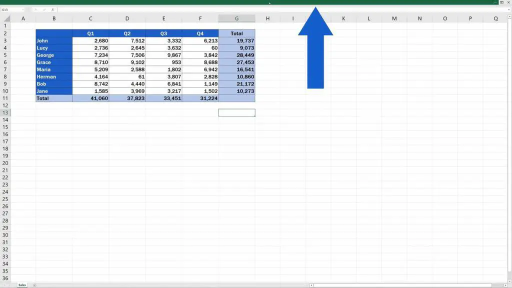 How to Show or Hide the Ribbon in Excel - Clicking into the bar located at the top of the window