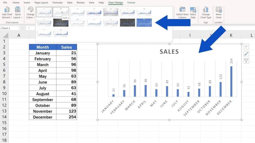 How to Change Chart Style in Excel