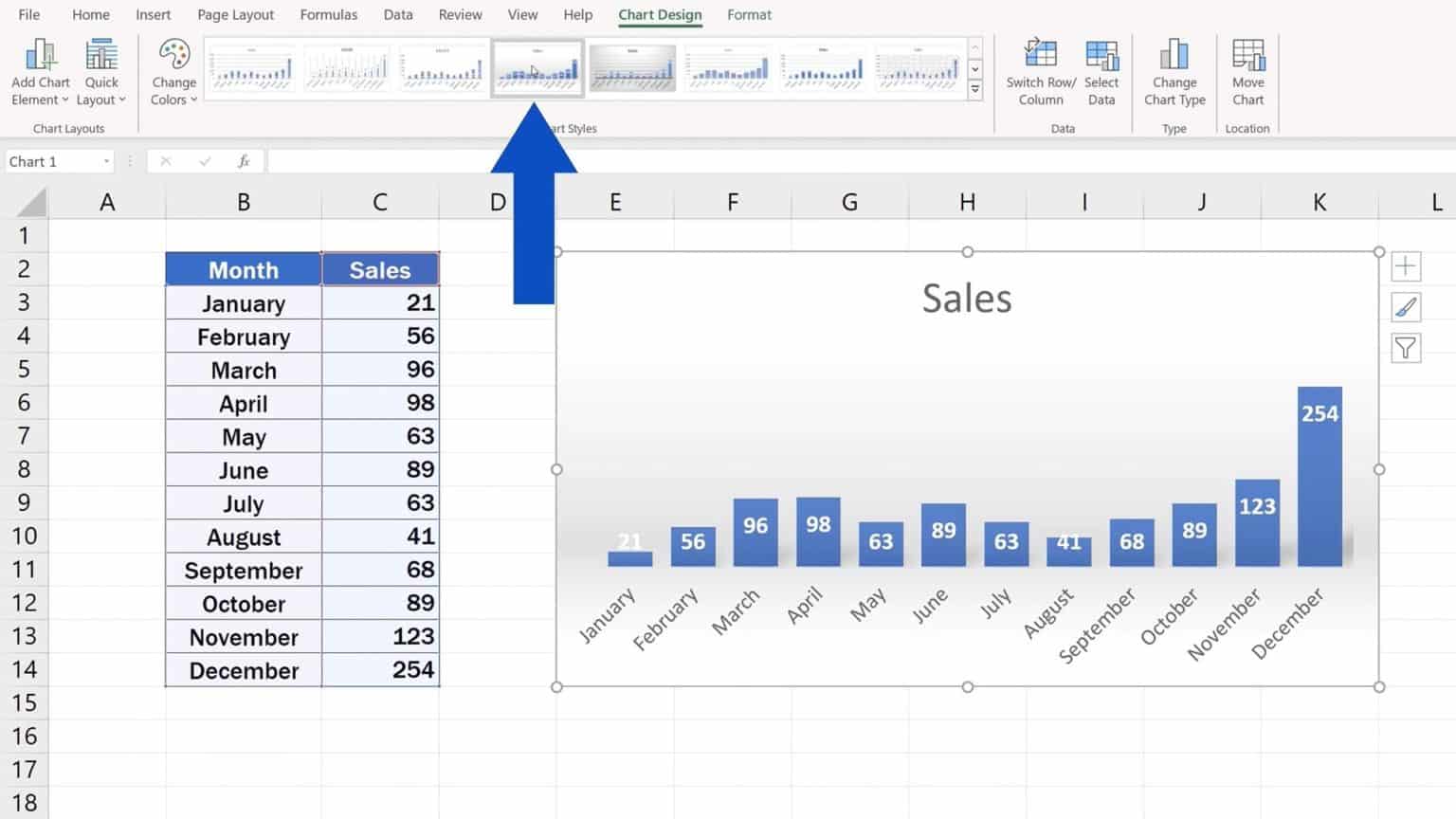 How to Change Chart Style in Excel