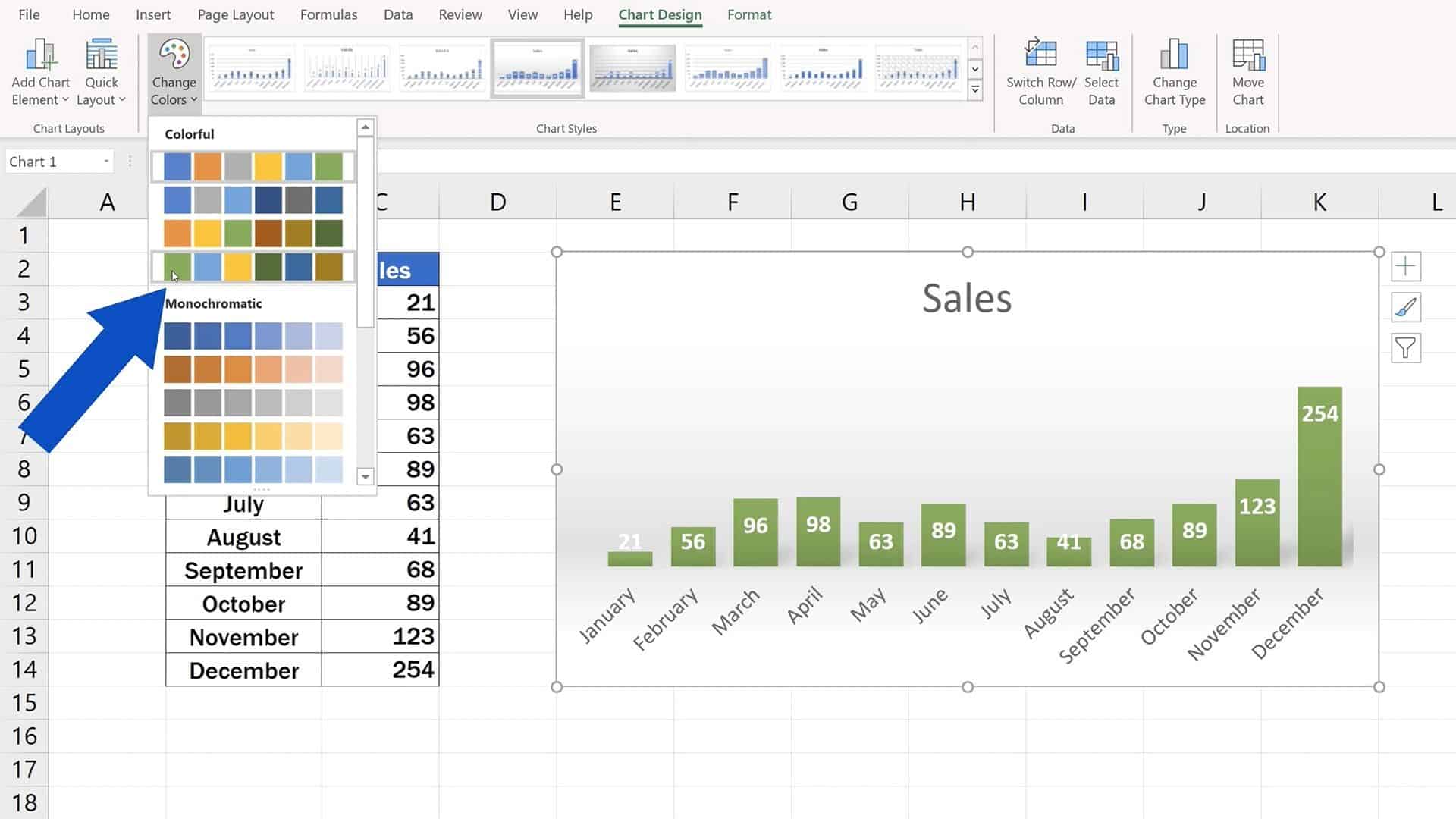 How to Change Chart Style in Excel