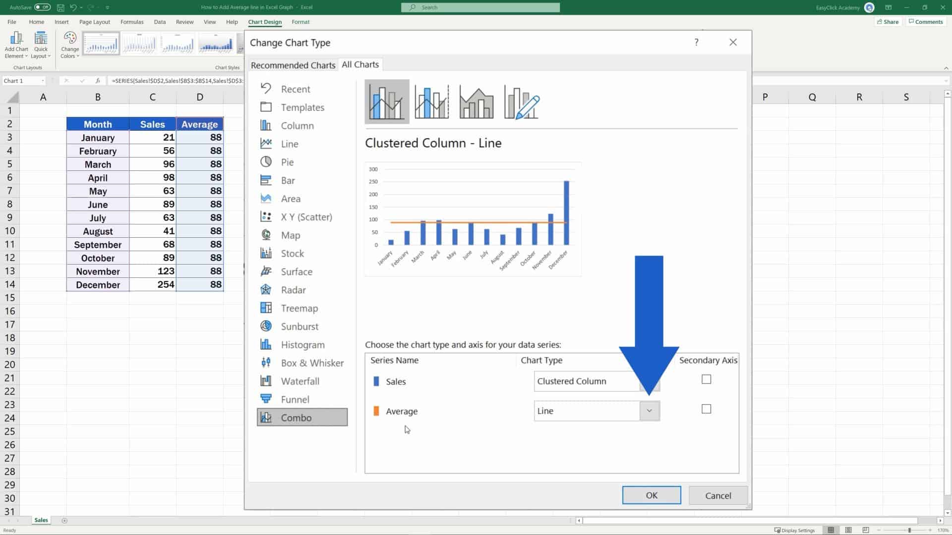 How to Add an Average Line in an Excel Graph