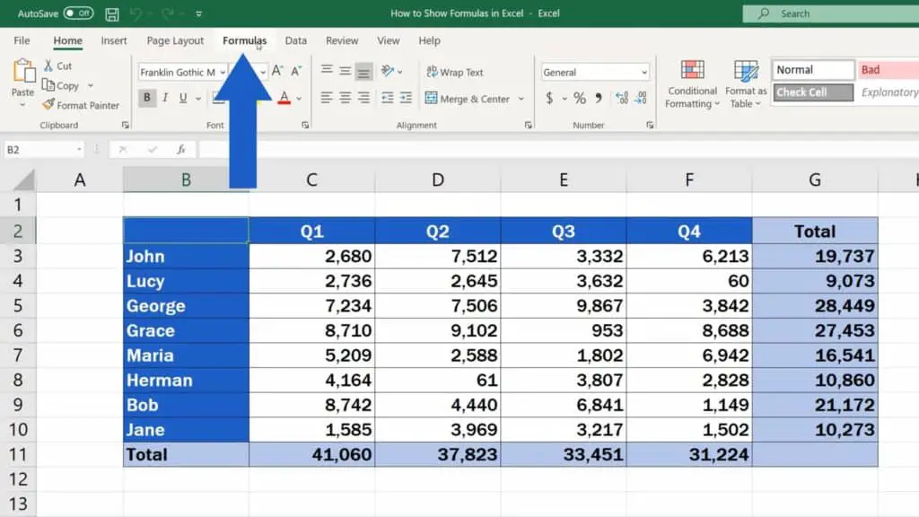 How To Show Formulas In Excel