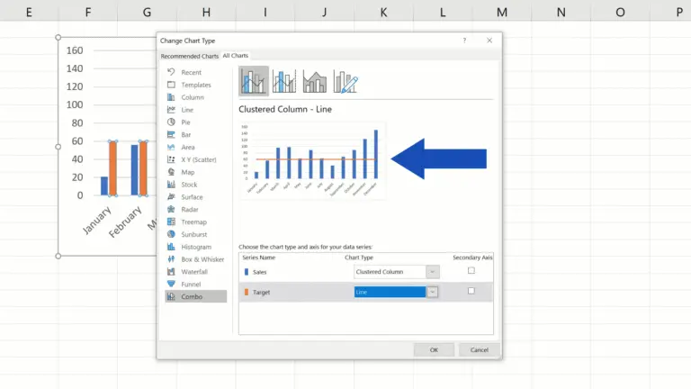 How to Add a Target Line in an Excel Graph