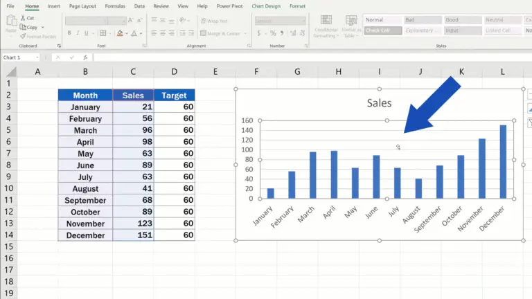 How to Add a Target Line in an Excel Graph