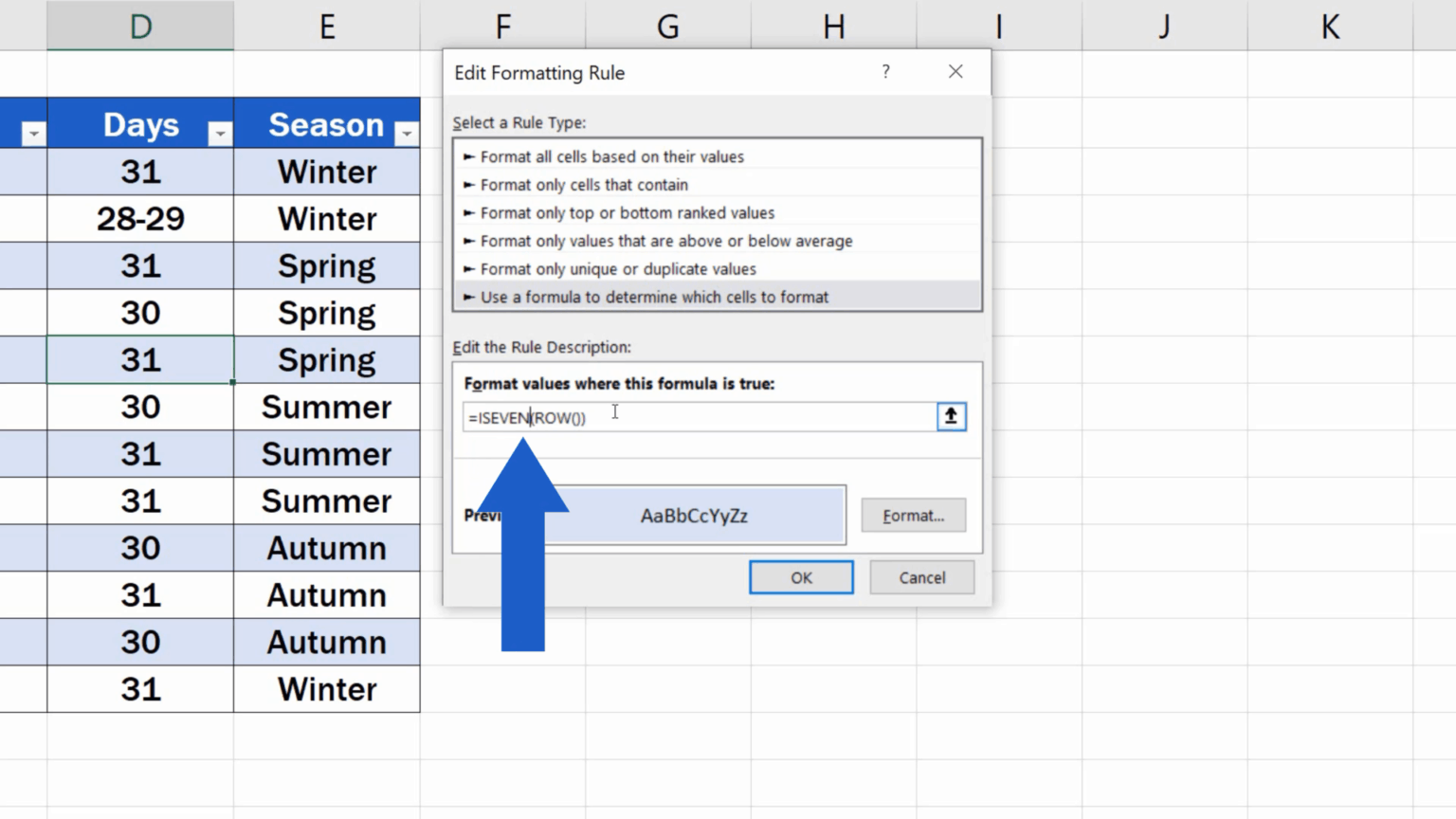 excel highlight every other row