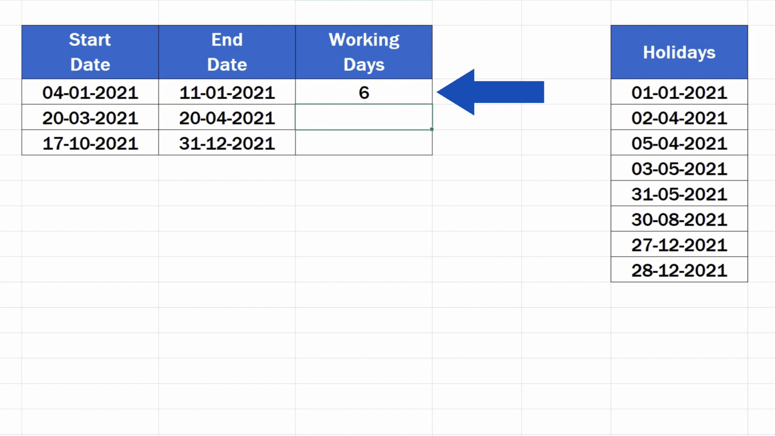 How To Calculate Working Days In Excel