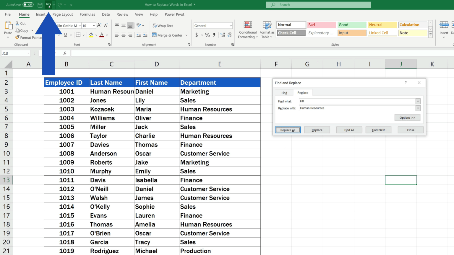 How To Replace Words In Excel