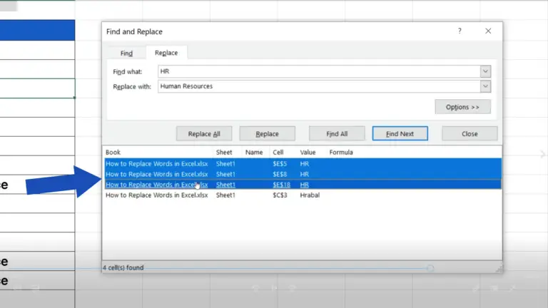 How to Replace Words in Excel