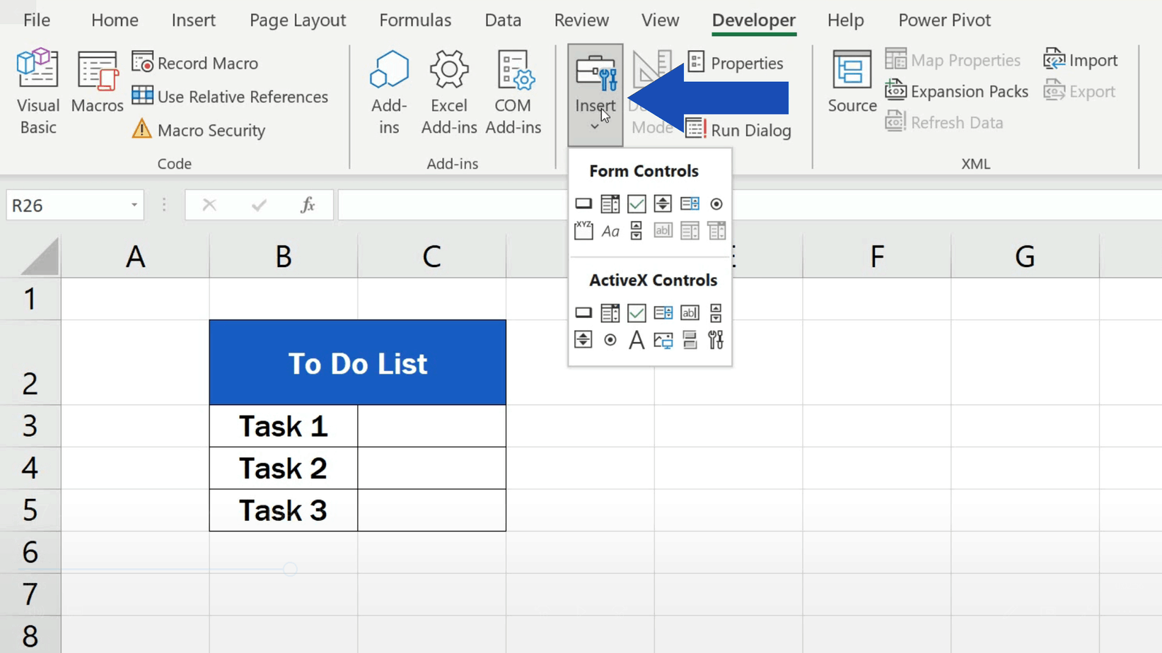 How to Insert a Checkbox in Excel