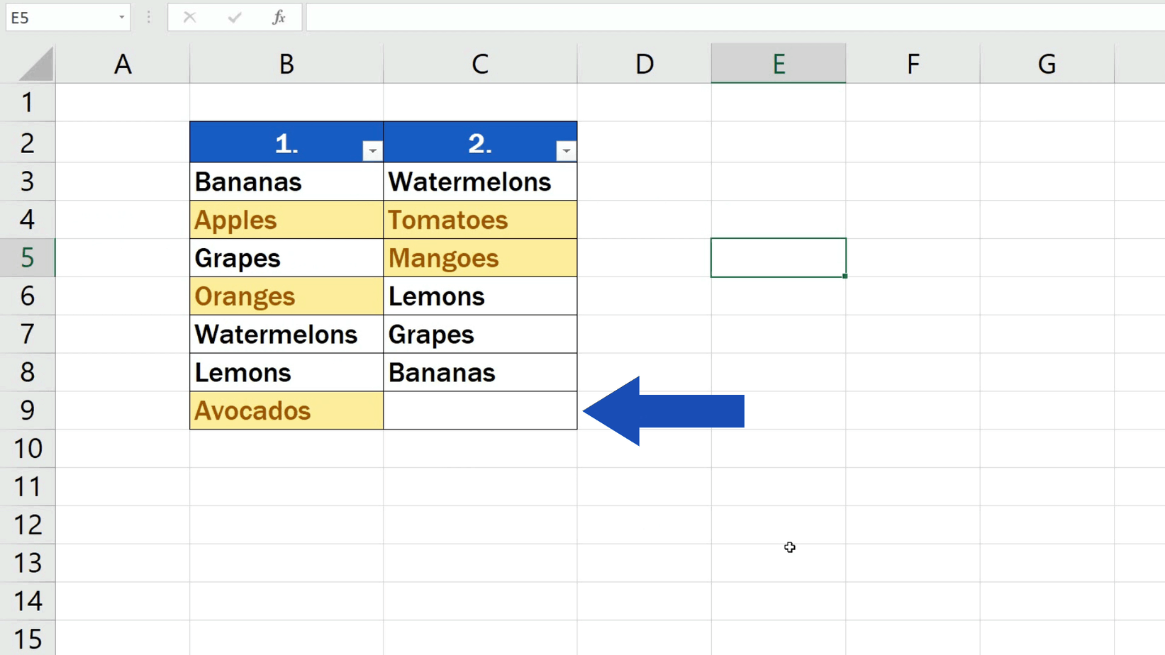 compare two columns in excel for differences