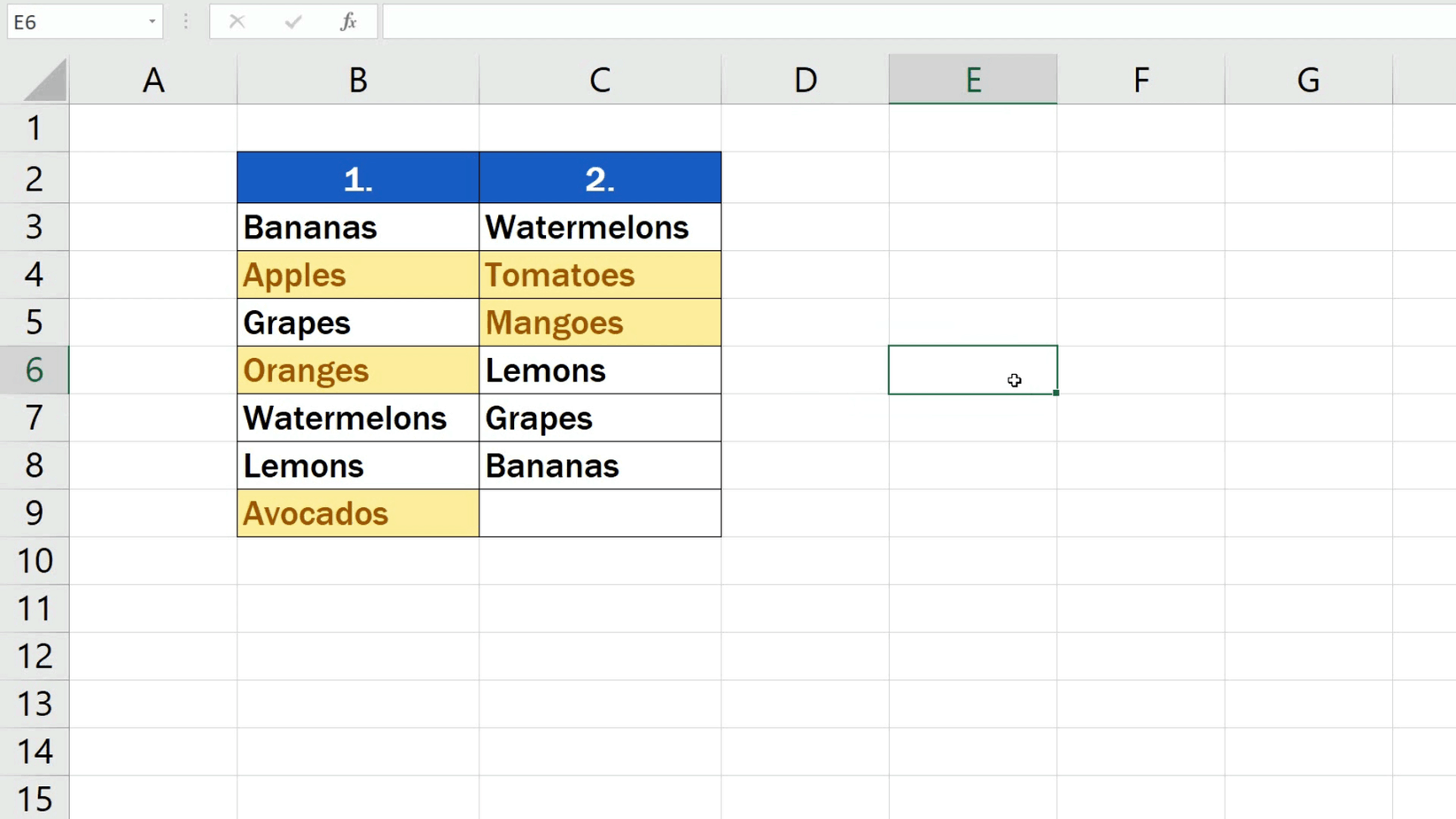 how to find difference between two column values in excel
