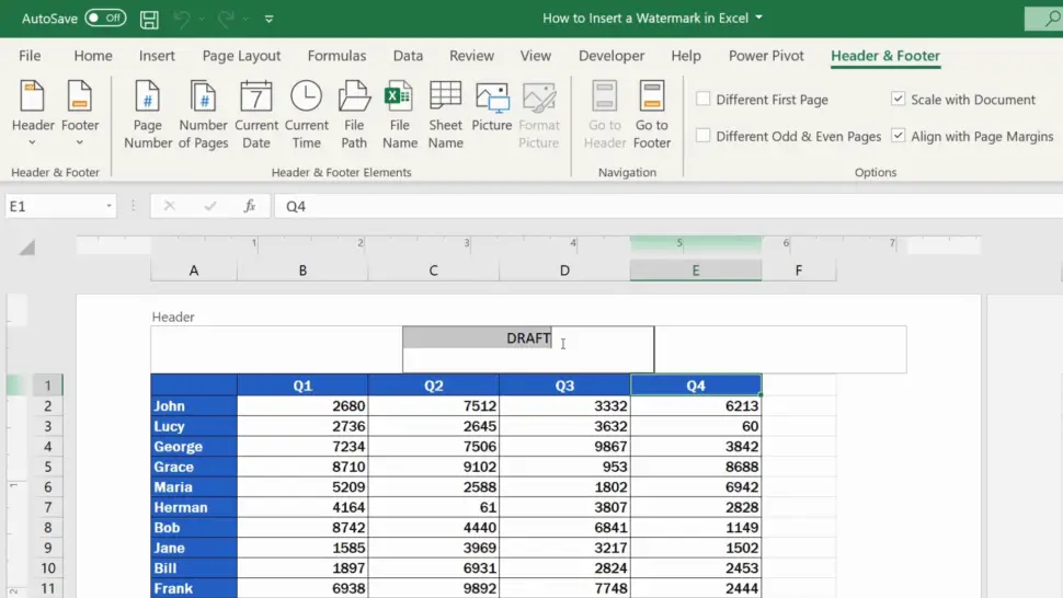 How to Insert a Watermark in Excel