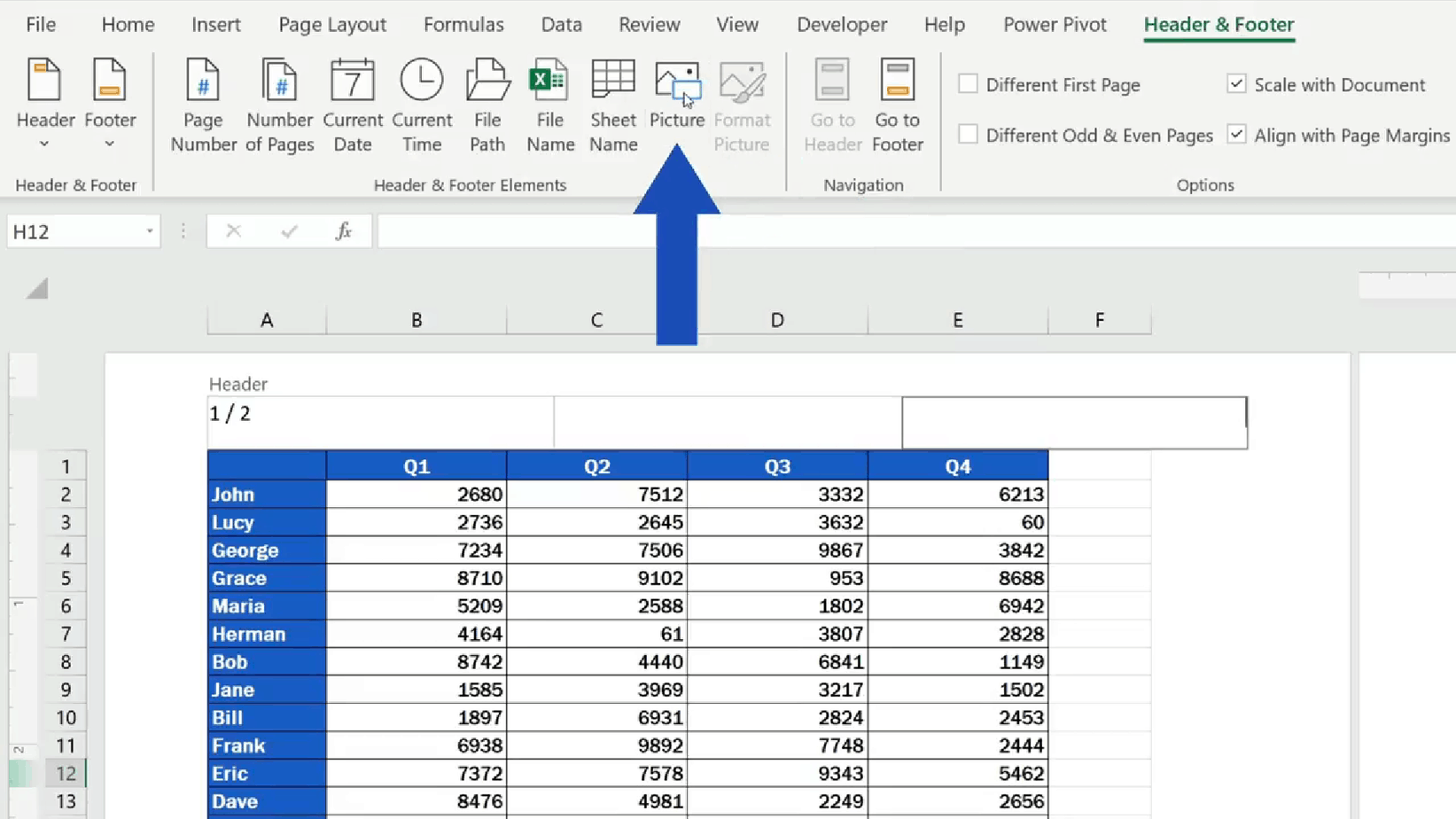 How to Add a Header in Excel