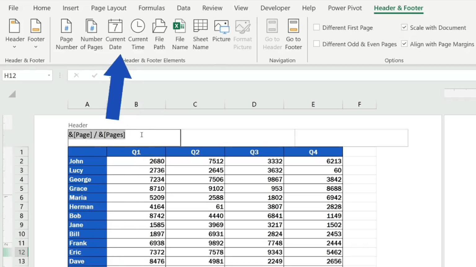 How to Add a Header in Excel