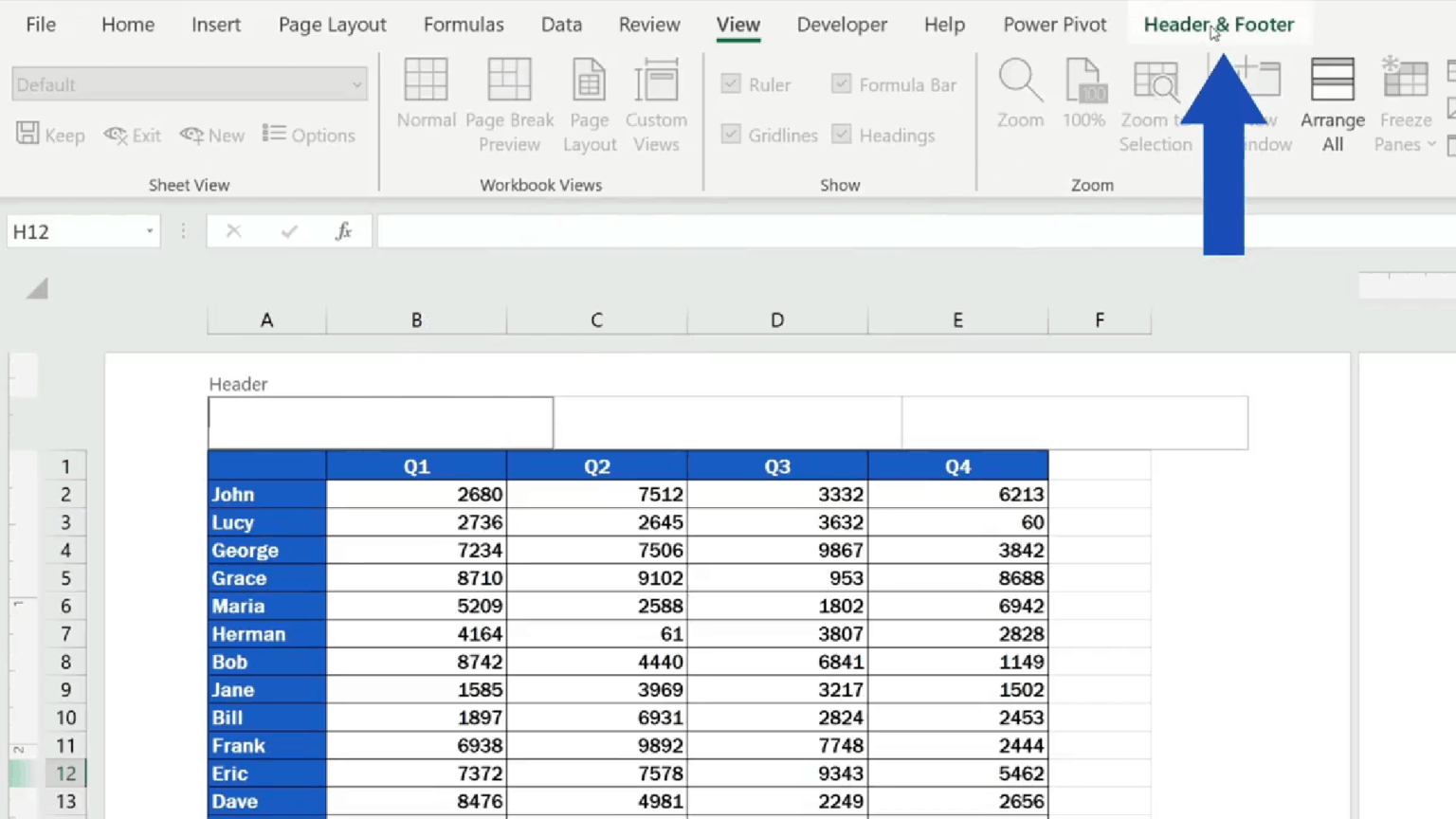 How To Add A Header In Excel