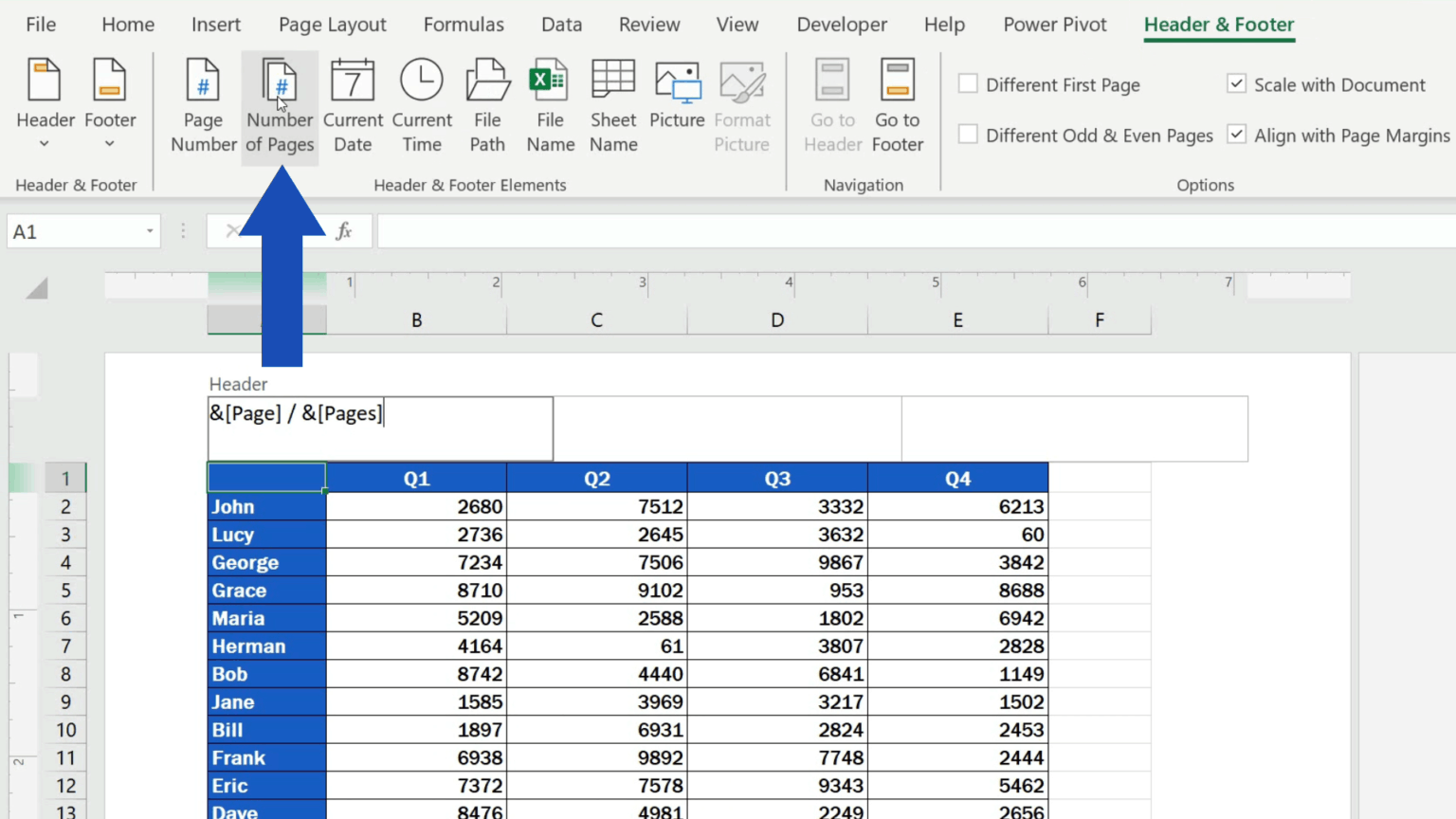 How to Insert Page Numbers in Excel