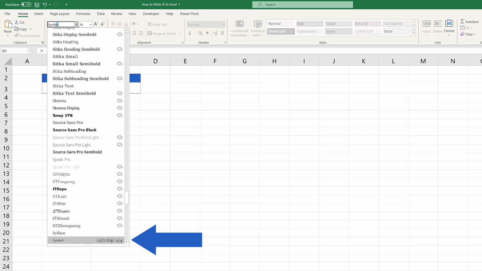 how-to-write-pi-in-excel