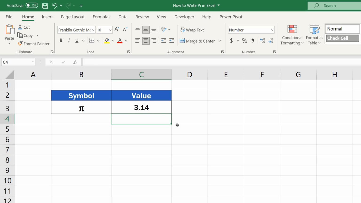 How To Write Pi In Excel Vba