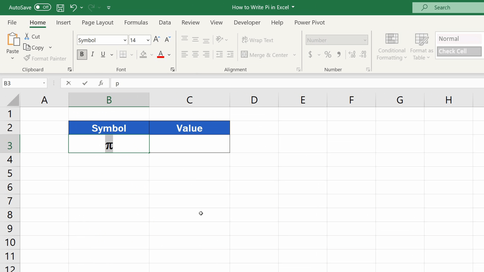 how-to-write-pi-in-excel